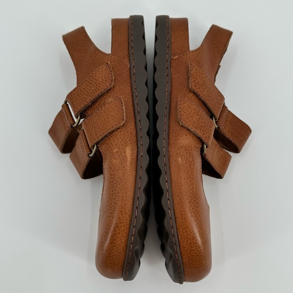 BORN Handcrafted Leather Brown Comfort Double Strap Loafers Mules Size 9M - Picture 12 of 16